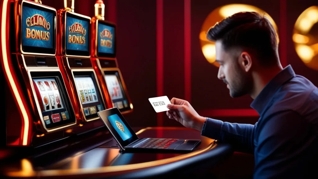 Spieler gibt einen Bonuscode in ein Casino-Formular ein